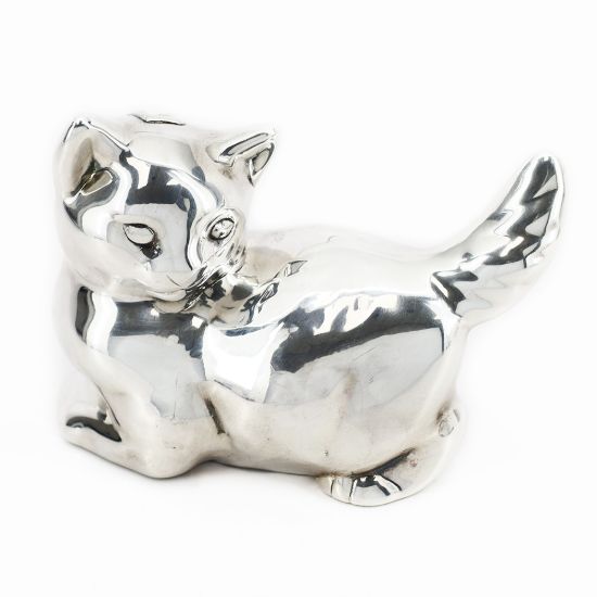 Picture of Vintage Italian Sterling Silver Kitten Coin Bank