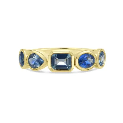 Picture of 14k Yellow Gold Bezel Set Montana Sapphire Ring