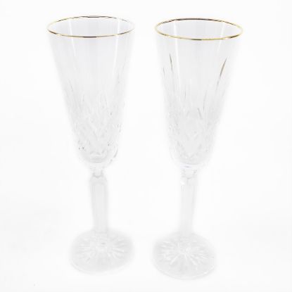 Picture of Pair of Champagne Flutes, Gold Rim