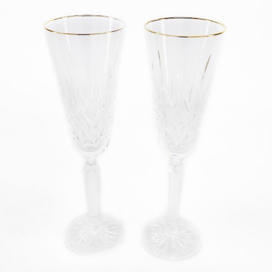 Picture of Pair of Champagne Flutes, Gold Rim