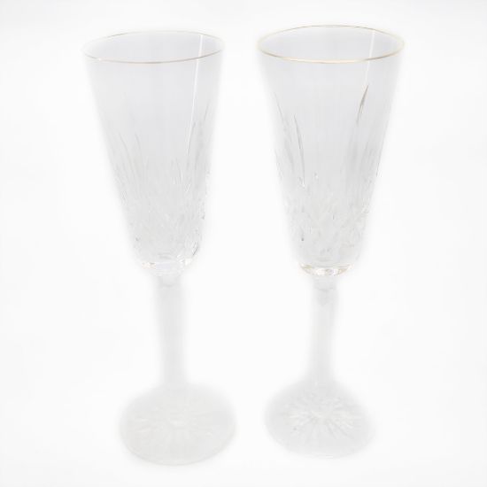 Picture of Pair of Champagne Flutes, Gold Rim