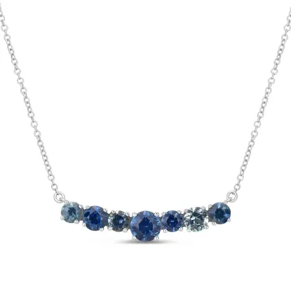 Picture of 14k Yellow Gold Montana Sapphire & Diamond Bar Necklace