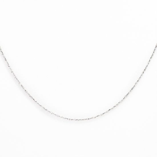 Picture of 14k White Gold Thin Twisted Bar Link Necklace