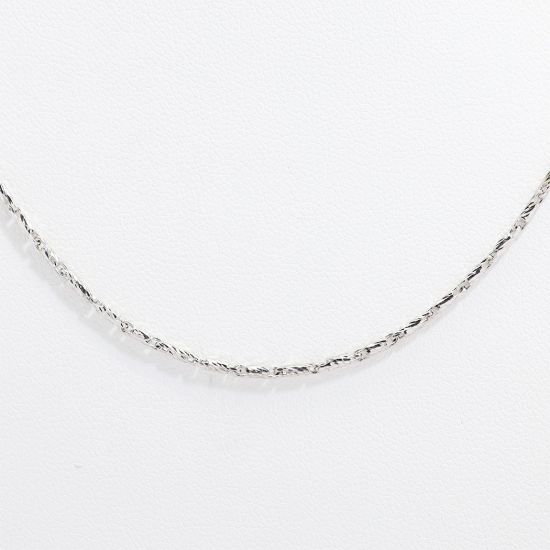 Picture of 14k White Gold Thin Textured Bar Link Necklace