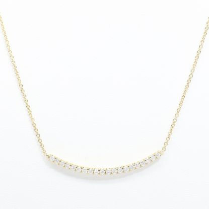 Picture of 14k Yellow Gold Curved Diamond Bar Necklace