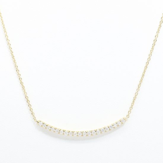 Picture of 14k Yellow Gold Curved Diamond Bar Necklace