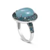 Picture of 14 White Gold Cabochon Aquamarine, Blue Topaz, & Diamond Mosaic Ring